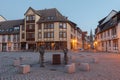 A memorial to important characters of Quedlinburg in early morning on the