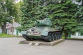 Memorial of 1 Warsaw Tank Regiment T-34 Tank after renovation in Elblag. Royalty Free Stock Photo