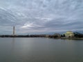 Memorials in Washington DC during clouding evening sunset