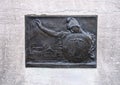 In memoriam bronze plaque by Charles Keck attached to the northeast side of the Maine Monument, New York City Royalty Free Stock Photo