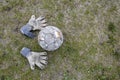 Memories of a football goalkeeper of past matches Royalty Free Stock Photo