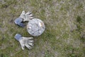 memories of a football goalkeeper of past matches Royalty Free Stock Photo