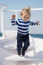 Memories made together last lifetime. Baby boy enjoy vacation sea cruise ship. Child sailor. Boy sailor travelling sea