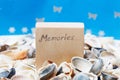 Memories message on the beach - vacation and travel concept Royalty Free Stock Photo