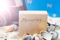 Memories message on the beach - vacation and travel concept Royalty Free Stock Photo