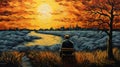 Memories Of Van Gogh: A Dystopian Sunset Painting On Canvas