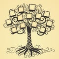 Memories vector tree with photo Royalty Free Stock Photo