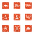 Memorization icons set, grunge style Royalty Free Stock Photo