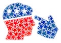 Vector Memorize Hand Composition of Stars in American Democratic Colors