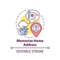 Memorize home address concept icon