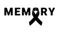 Memory Black awareness ribbon on white background. Mourning symbol. RIP Funeral card Black Ribbon Background