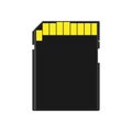 Memory card back view symbol store adapter vector icon flash drive disk. Chip storage camera equipment media