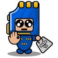 Memory card mascot costume holding selling bag Royalty Free Stock Photo