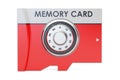 Memory card with safe combination dial lock, 3D rendering