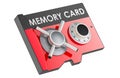 Memory card with safe combination lock, 3D rendering Royalty Free Stock Photo