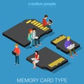 Memory card type size SD mini micro MMC flat 3d isometric vector Royalty Free Stock Photo