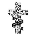 In Memory Concept - Funeral Cross Icon with Text