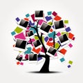 Memory family tree with polaroid photo frames Royalty Free Stock Photo