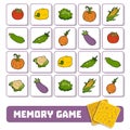 Memory game for children, cards with vegetables