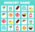 Memory game for toddlers Beach fun . Educational children game. Summer holidays theme