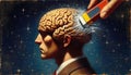 Memory loss conceptual image with an eraser deleting a brain