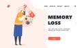 Memory Loss Landing Page Template. Dementia, Alzheimer Disease Concept. Senior Woman Forgot Watering Plants Royalty Free Stock Photo