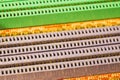 Memory slots on the motherboard close up. ram socket. connector on the circuit board Royalty Free Stock Photo