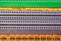 Memory slots on the motherboard close up. ram socket. connector on the circuit board Royalty Free Stock Photo