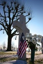 Veterans cross, stars and stripes.