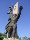 Ukraine, Zaporozhye - May 26, 2007: Monument `Crossing`, a soldier with weapon raised in his hand