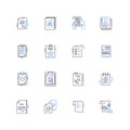 Memos line icons collection. Communication, Reminder, Notification, Announcement, Directive, Note, Alert vector and Royalty Free Stock Photo