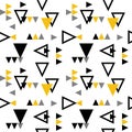 MEMPHIS ART DESIGN. ROTATE TRIANGLE IN SQUARE GRID. SEAMLESS GEOMETRIC PATTERN VECTOR Royalty Free Stock Photo