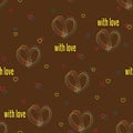 Memphis background with contours of hearts and two halves of hearts. Seamless pattern for greeting cards  wrapping paper. Vector Royalty Free Stock Photo