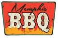 Memphis BBQ Barbecue Sign Old Rusted Metal Invitation Royalty Free Stock Photo