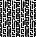 Memphis black white pattern as maze. Simple seamless pattern of geometry shapes. Abstract background, vector illustration