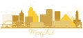 Memphis City Skyline Golden Silhouette.