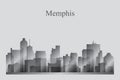 Memphis city skyline silhouette in grayscale