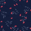 Memphis colorful template on blue background. Hand drawn leaf  texture. Seamless floral pattern. Vector tropical print Royalty Free Stock Photo