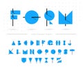 Memphis flat line alphabet geometric funny font simple shapes Royalty Free Stock Photo