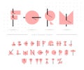 Memphis flat line alphabet geometric funny font simple shapes Royalty Free Stock Photo