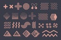 Memphis graphic vector elements. Funky geometric shapes and halftones collection