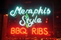Memphis Neon Sign Memphis Style BBQ Ribs Royalty Free Stock Photo
