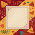 Memphis Pattern Border with Paper Texture and Fiery Passion Palette Royalty Free Stock Photo