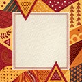 Memphis Pattern Border with Paper Texture and Fiery Passion Palette Royalty Free Stock Photo