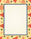 Memphis Pattern Border with Paper Texture and Sunset Sail Palette