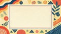 Memphis Pattern Border with Paper Texture and Sunset Sail Palette