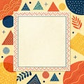 Memphis Pattern Border with Paper Texture and Sunset Sail Palette