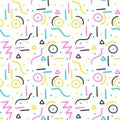 Memphis pattern design. Seamless vector print in 80s style.