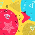 Memphis pattern of geometric shapes for tissue and postcards. Vector Illustration. Hipster style. Abstract colorful funky backdrop