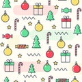 New Year christmas nemphis seamless pattern. Abstract trendy background. Royalty Free Stock Photo